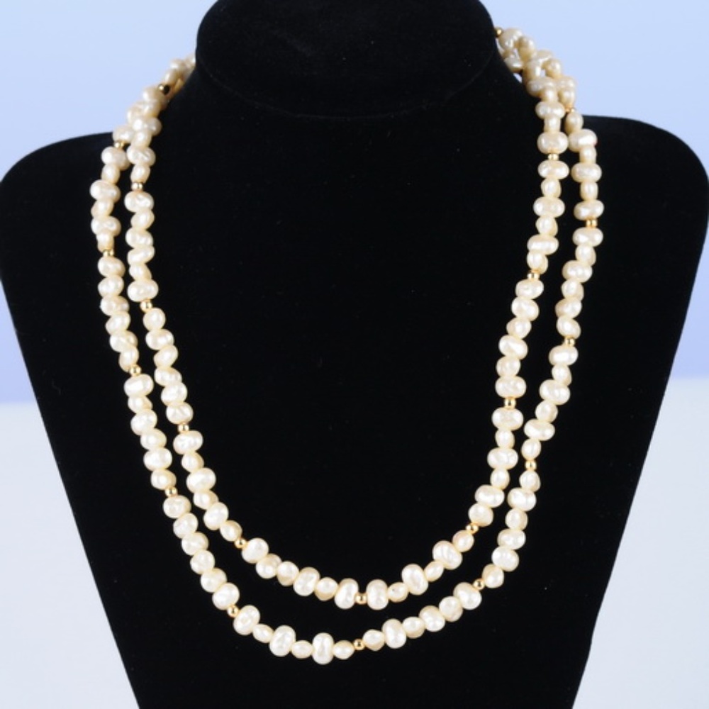 Freshwater Pearls Nugget Long Necklace - Vintage